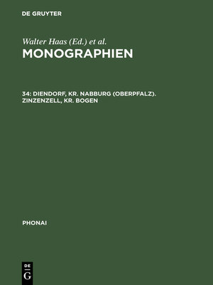 cover image of Diendorf, Kr. Nabburg (Oberpfalz). Zinzenzell, Kr. Bogen